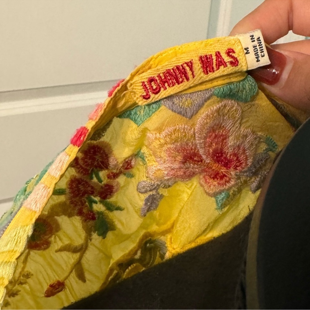 Johnny Was Floral Embroidered Yellow Top - Picture 5 of 6